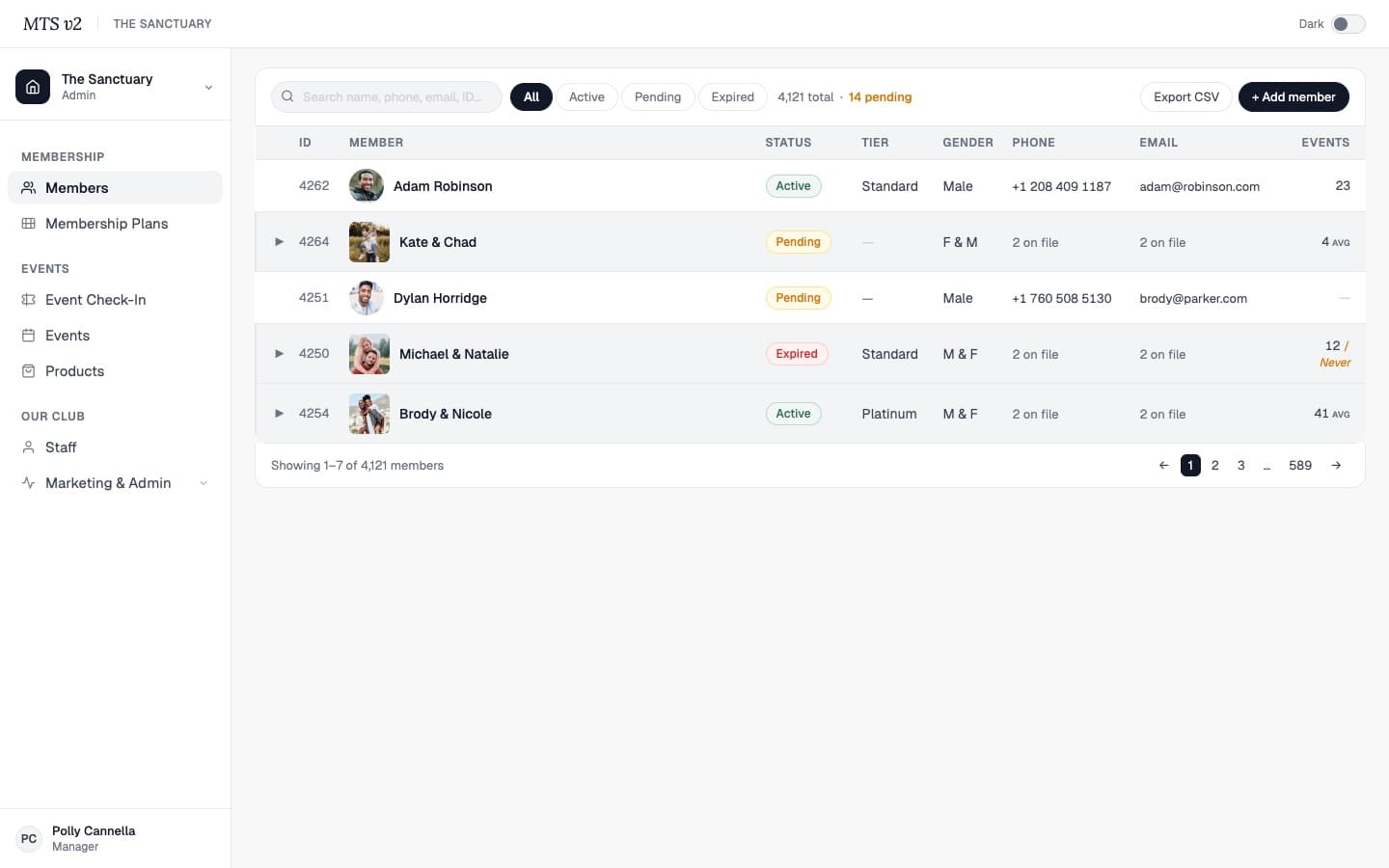 Events & Membership Platform — product preview